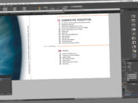 Software Image of a magazine layout on a computer monitor